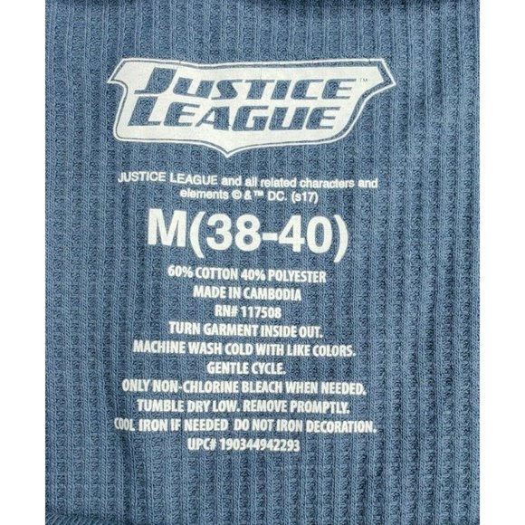 Justice League Men's Super Hero's Blue Long Sleeve Pullover Shirt Size M 38-40 - Picture 7 of 8